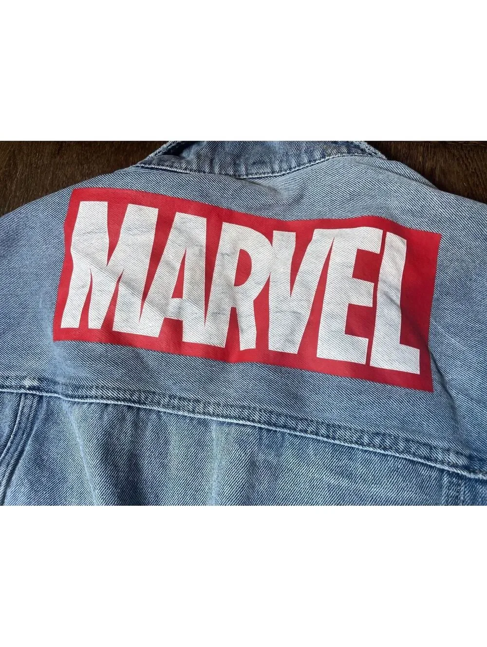 Marvel themed graphic blue jean jacket H&M Divided Men's medium- 030J